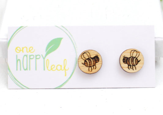 Earring Studs One Happy Leaf - 10% off Sale - Here and There Makers