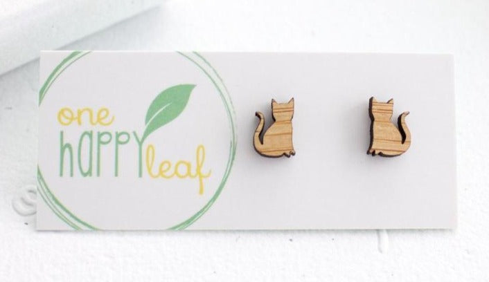 Earring Studs One Happy Leaf - 10% off Sale - Here and There Makers