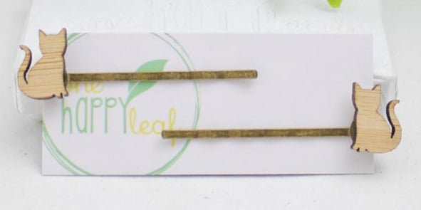 Hair Pins One Happy Leaf - 10% off sale - Here and There Makers