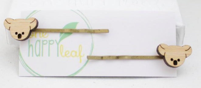 Hair Pins One Happy Leaf - 10% off sale - Here and There Makers