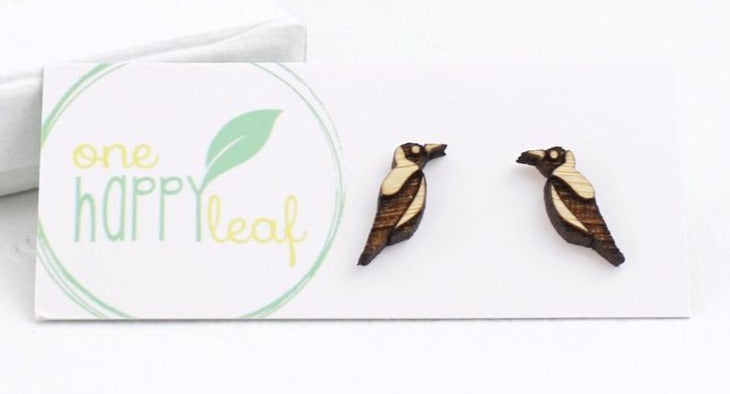 Earring Studs One Happy Leaf - 10% off Sale - Here and There Makers