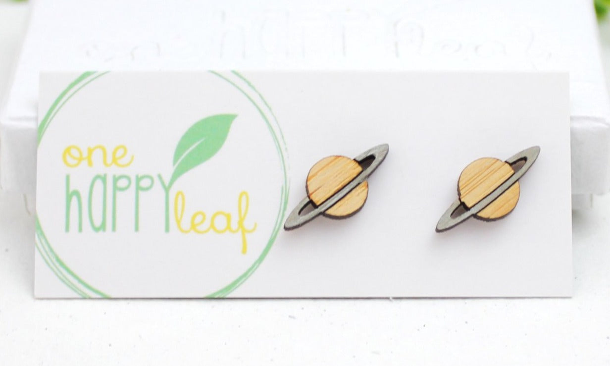 Earring Studs One Happy Leaf - 10% off Sale - Here and There Makers