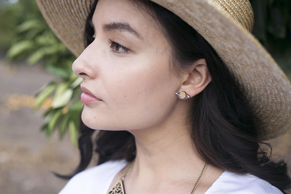 Earring Studs One Happy Leaf - 10% off Sale - Here and There Makers