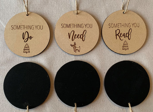 Set of 6 Reusable Gift Tags Round Wooden