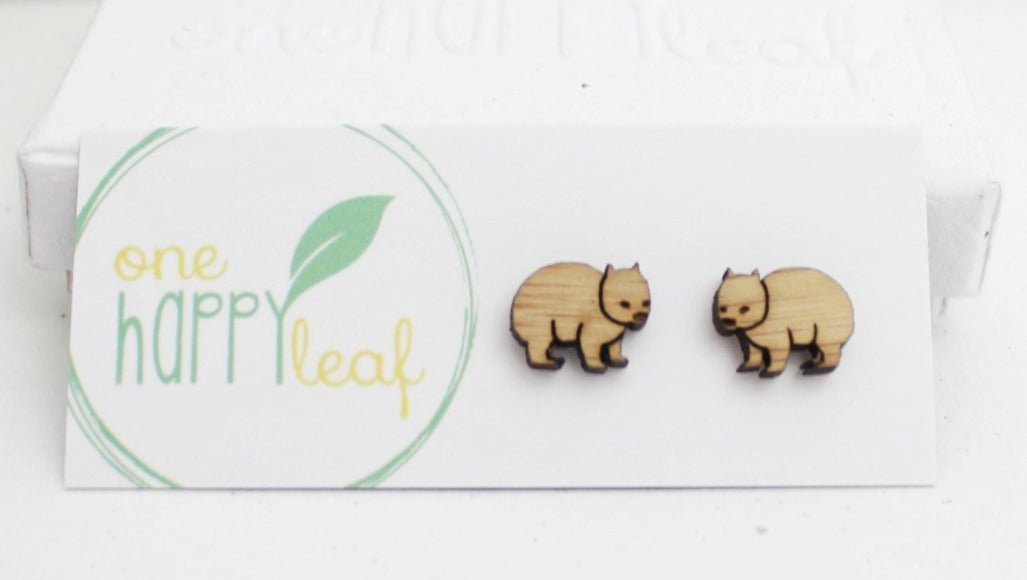 Earring Studs One Happy Leaf - 10% off Sale - Here and There Makers