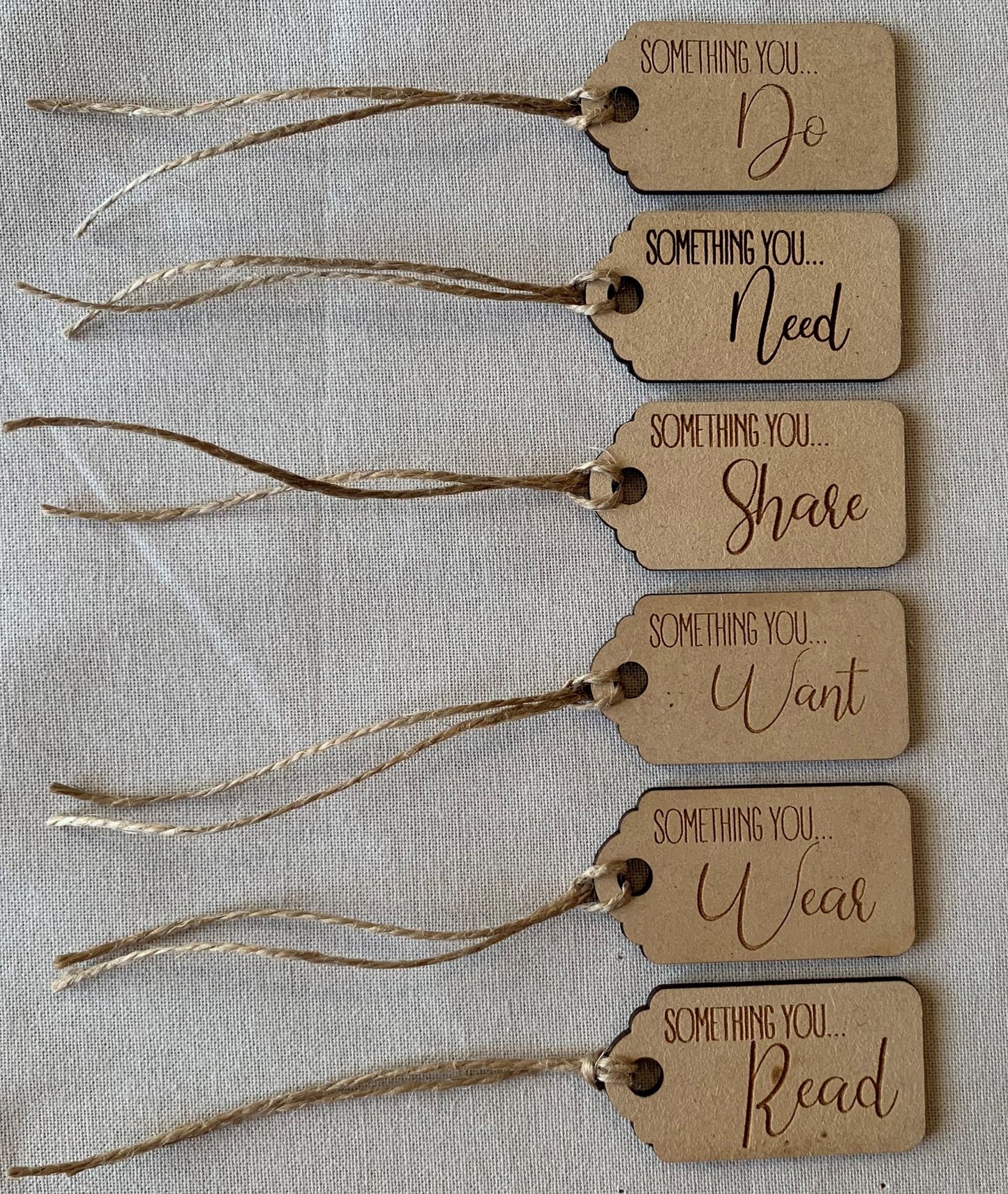 Set of 6 Reusable Gift Tags Rectangular Wooden
