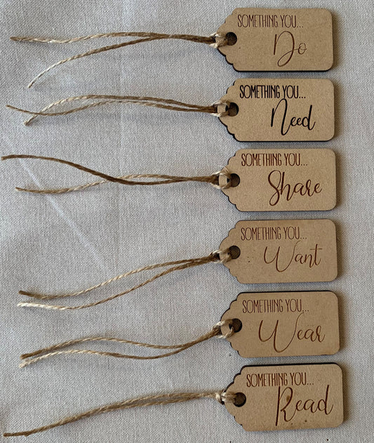 Set of 6 Reusable Gift Tags Rectangular Wooden