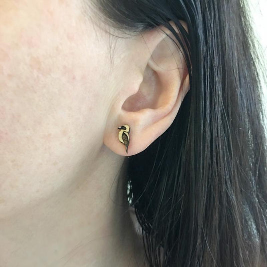 Earring Studs One Happy Leaf - 10% off Sale - Here and There Makers
