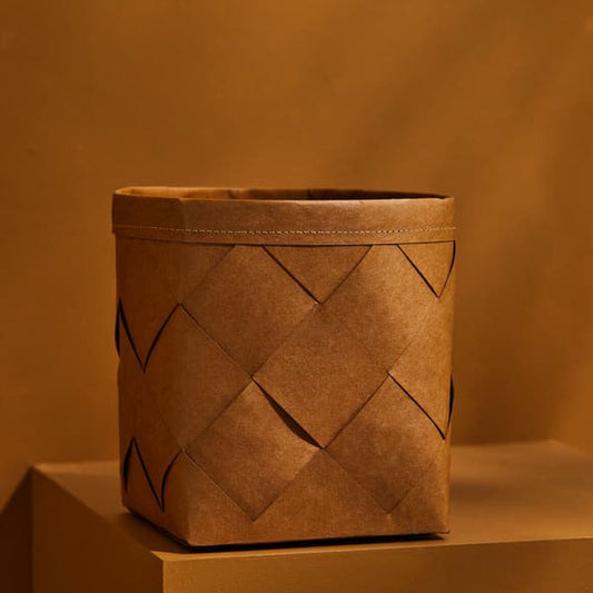 Weaved Paper Basket Niu - Natural Brown