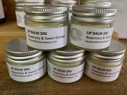 Lip Balm - Rosemary and Sweet Orange 20g Jar - Here and There Makers