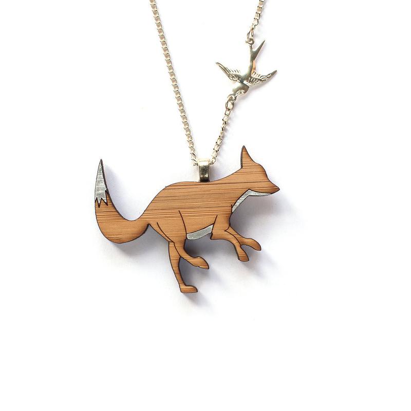 Fox Necklace One Happy Leaf - 10% off sale - Here and There Makers