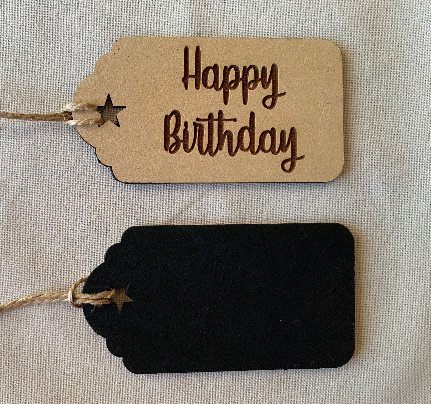 Gift Tag Wood Happy Birthday