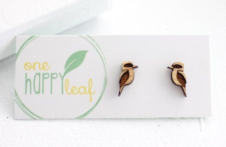 Earring Studs One Happy Leaf - 10% off Sale - Here and There Makers