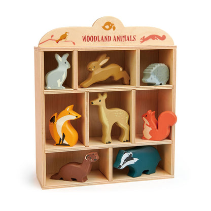 Wooden Animals - Woodland Set of 8 with Display Stand