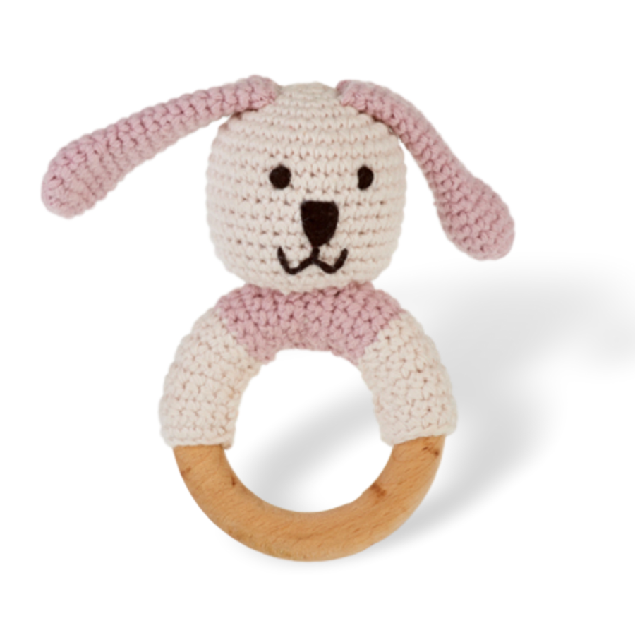 Wooden Ring Rattle Bunny - Here and There Makers