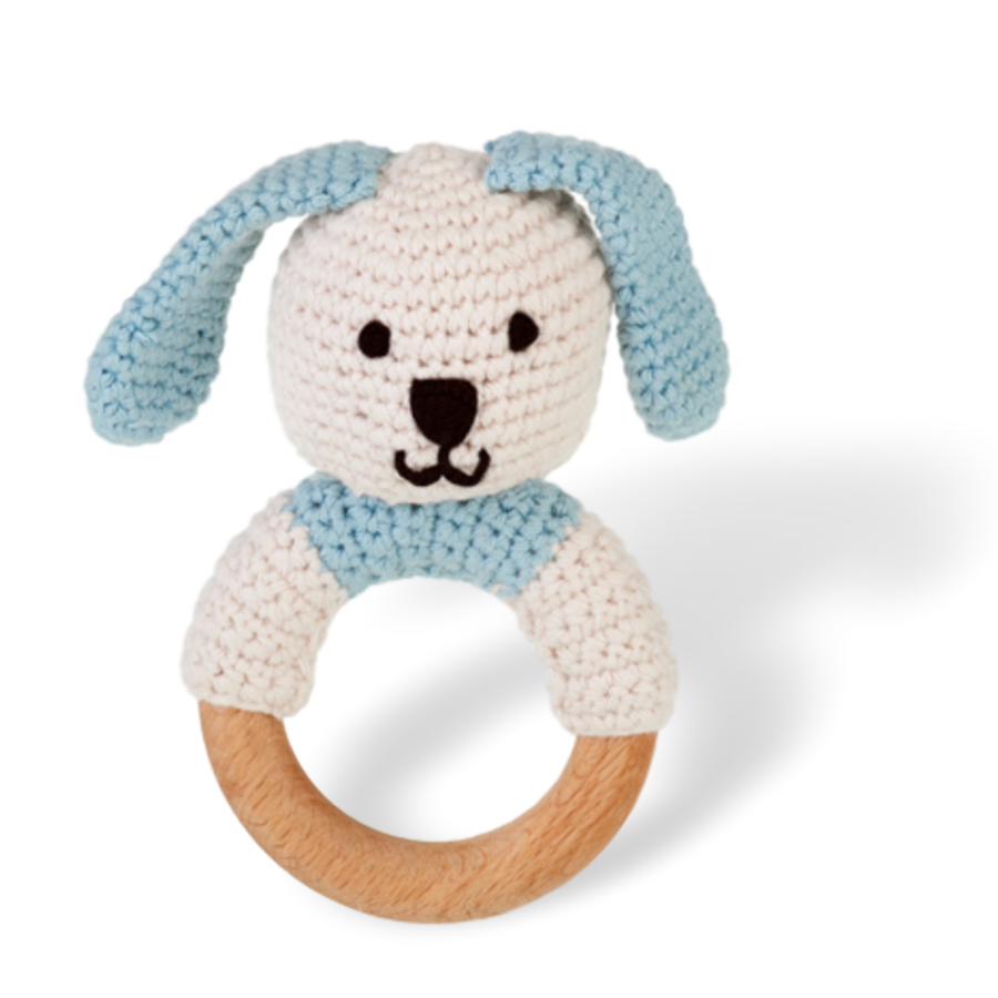 Wooden Ring Rattle Bunny - Here and There Makers