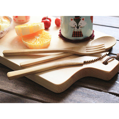 Cutlery Set Bamboo with Pouch - HTM - Here and There Makers